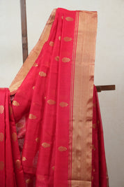 Red Chanderi Cotton Silk Saree - SRRCSS323