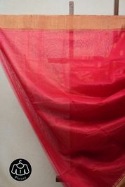 Red Chanderi Cotton Silk Saree - SRRCSS323