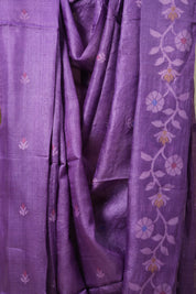 Light Purple Jamdani Tussar Silk Saree - SRLPJTSS0020