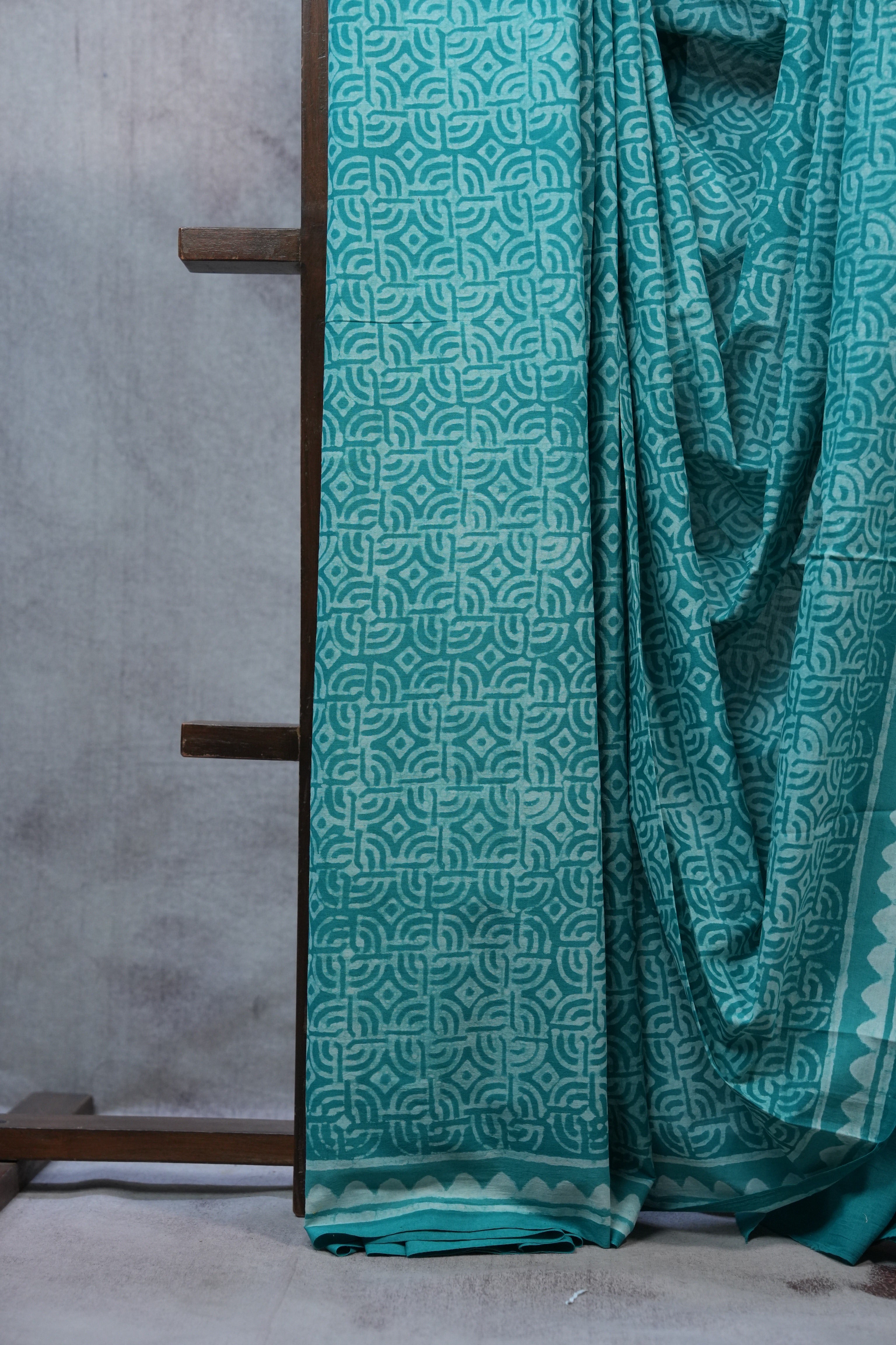 Turquoise HBP Cotton Saree - SRTCS2381