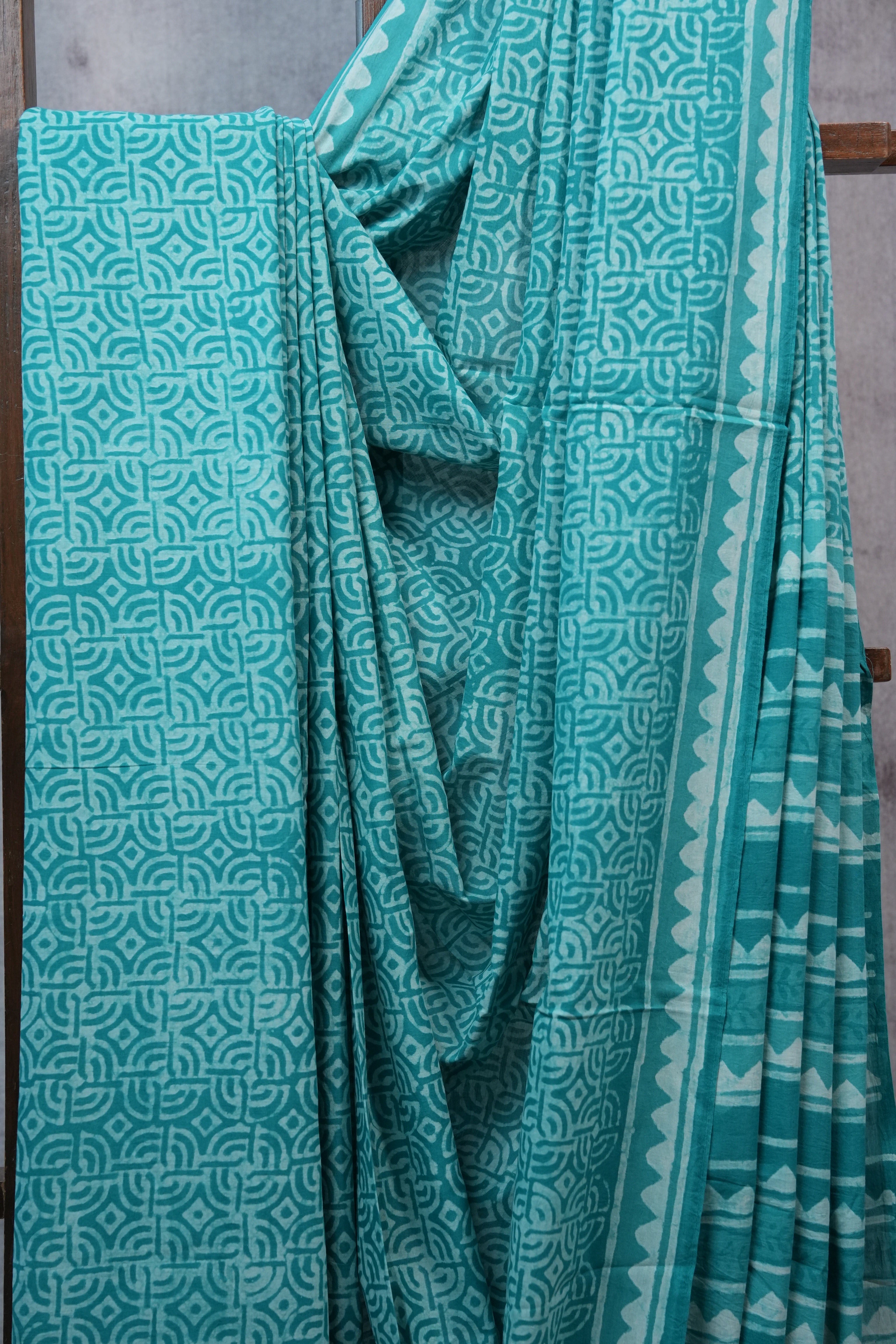 Turquoise HBP Cotton Saree - SRTCS2381