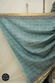 Black Cotton Mangalgiri Saree - SRBCMS36