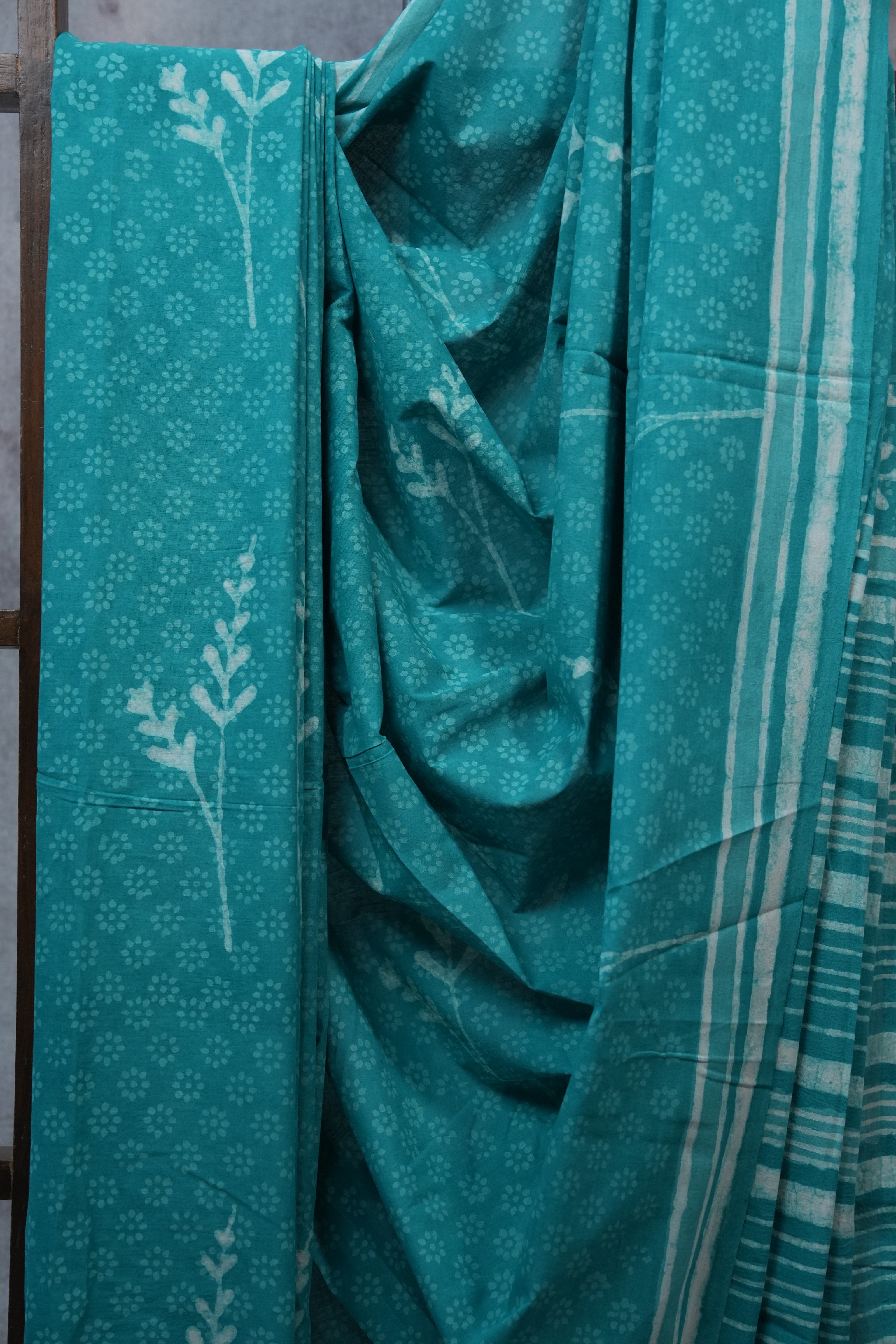Turquoise HBP Cotton Saree - SRTCS2378