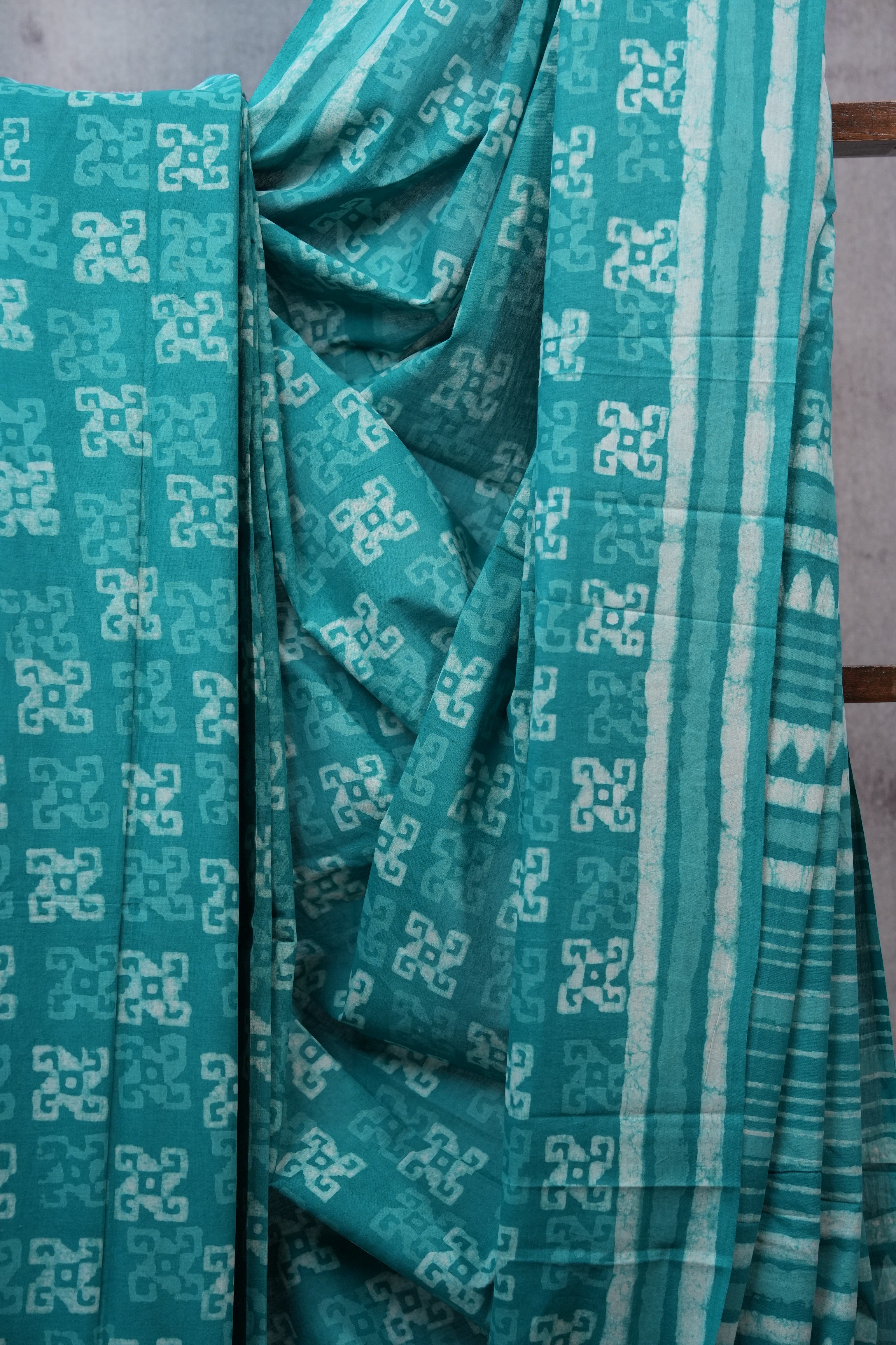 Turquoise HBP Cotton Saree - SRTCS2382