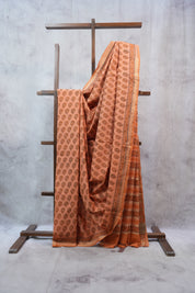 Orange  HBP Mangalgiri Cotton Saree With Maheshwari Border - SROMCS1193