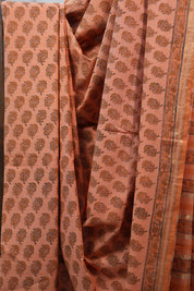 Orange  HBP Mangalgiri Cotton Saree With Maheshwari Border - SROMCS1193