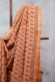 Orange  HBP Mangalgiri Cotton Saree With Maheshwari Border - SROMCS1193