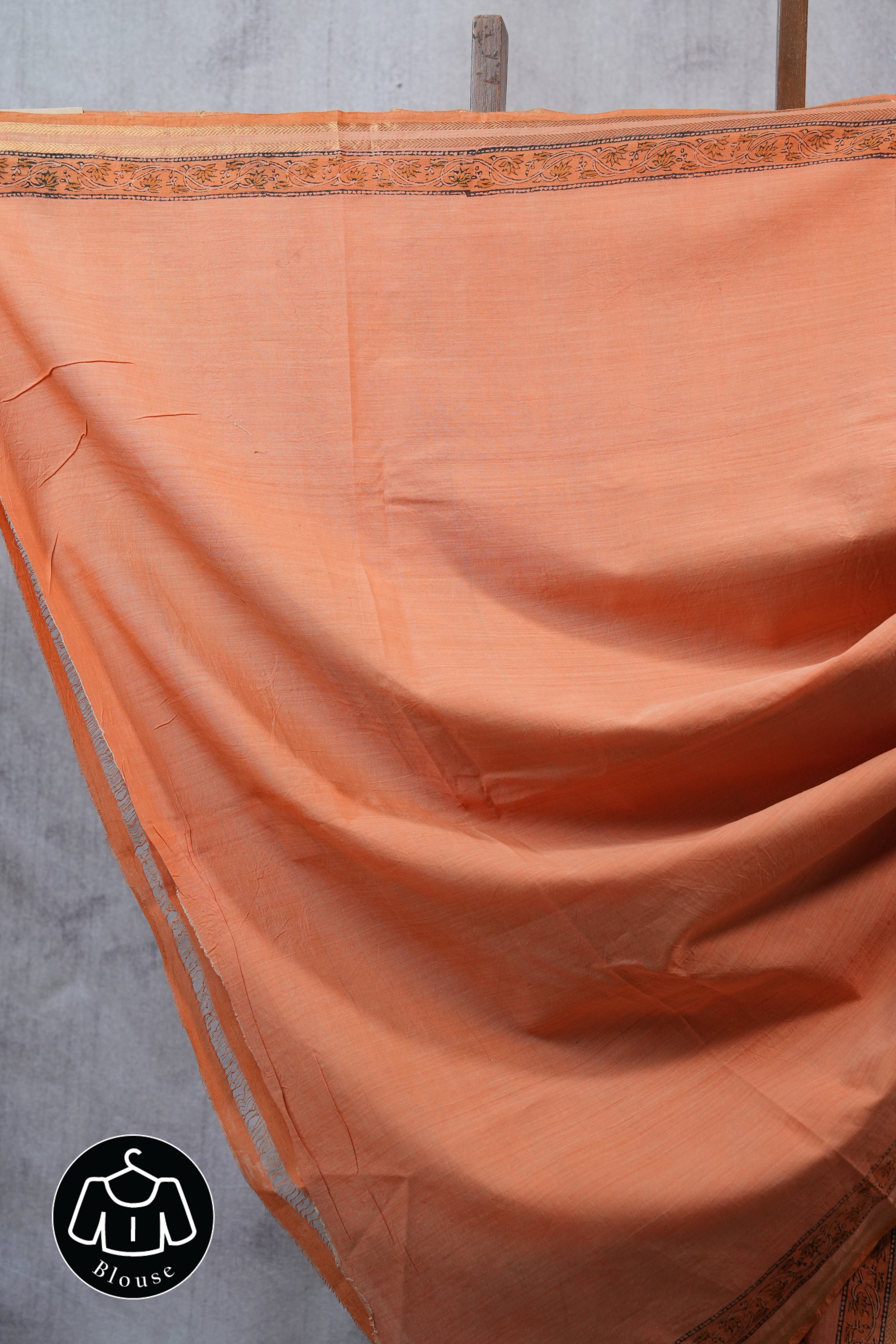 Orange  HBP Mangalgiri Cotton Saree With Maheshwari Border - SROMCS1193