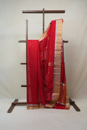Red Chanderi Cotton Silk Saree - SRRCSS298