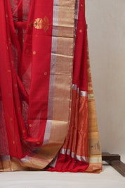 Red Chanderi Cotton Silk Saree - SRRCSS298
