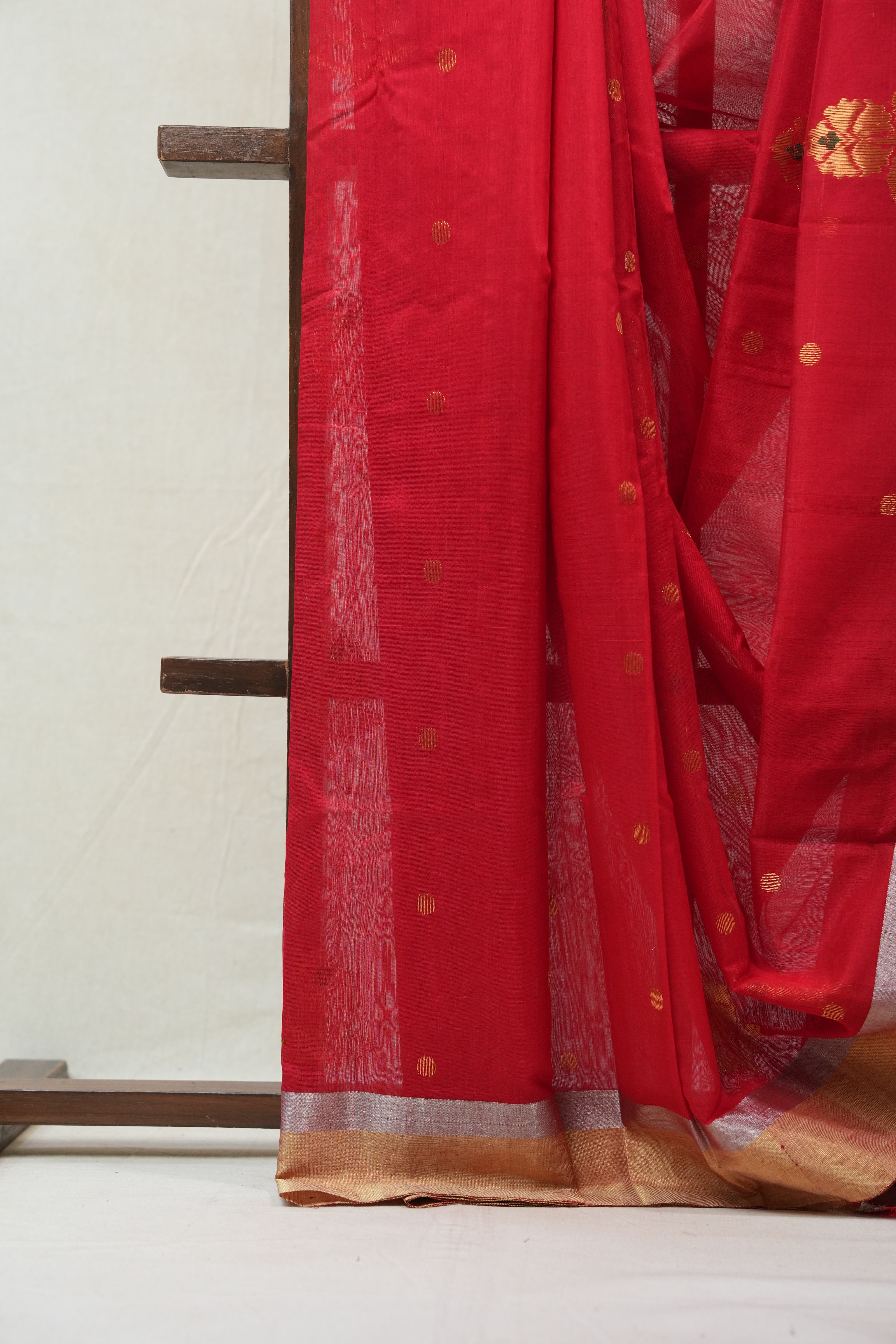 Red Chanderi Cotton Silk Saree - SRRCSS298
