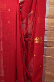 Red Chanderi Cotton Silk Saree - SRRCSS298