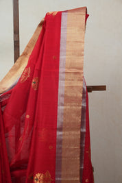 Red Chanderi Cotton Silk Saree - SRRCSS298