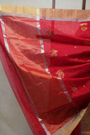 Red Chanderi Cotton Silk Saree - SRRCSS298