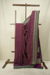 Magenta Cotton IIkal Saree - SRMCIS1077