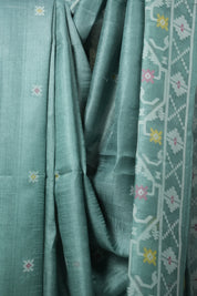 Teal Jamdani Tussar Silk Saree - SRTJTSS0024