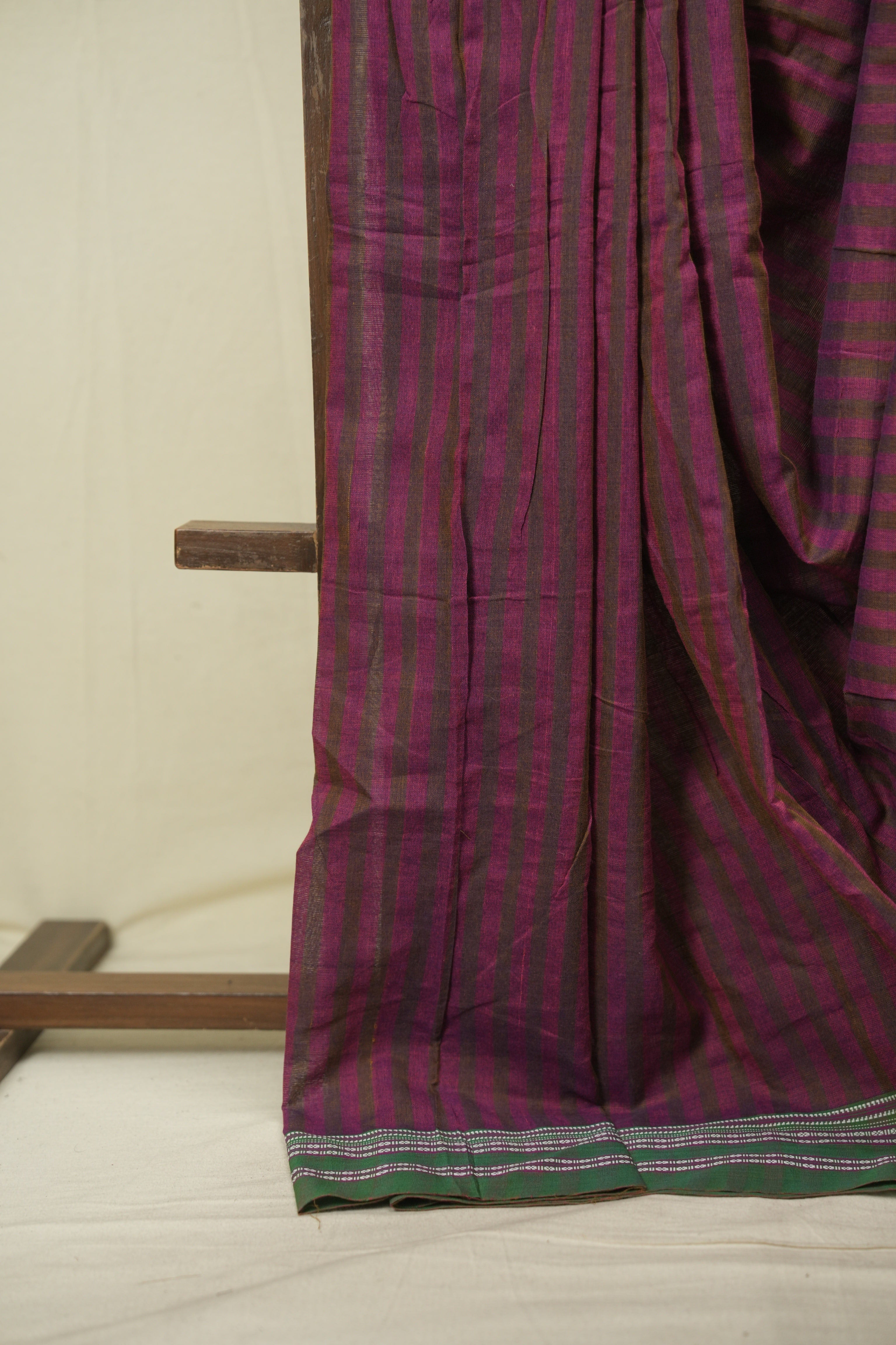 Magenta Cotton IIkal Saree - SRMCIS1077