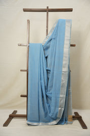 Sky Blue Cotton Mangalgiri Saree - SRSBCMS42