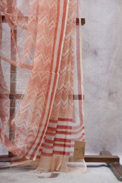Peach HBP Kota Doria Saree - SRPKDS105