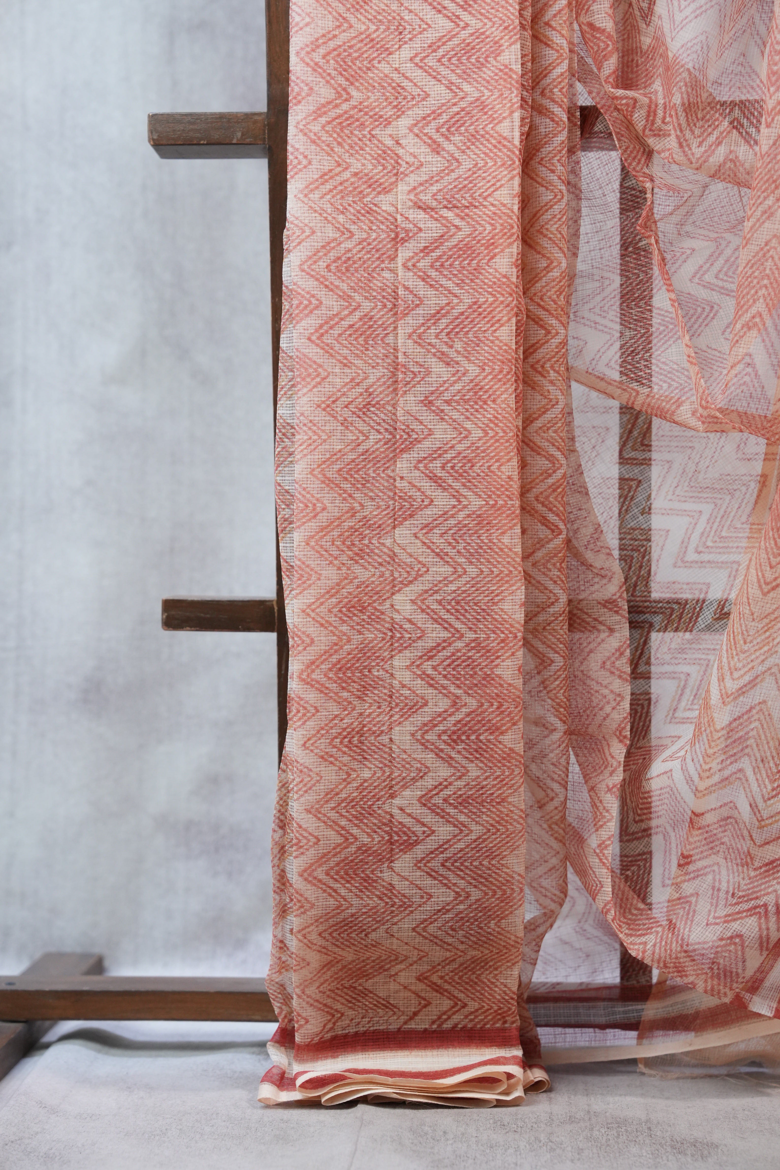 Peach HBP Kota Doria Saree - SRPKDS105