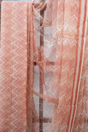 Peach HBP Kota Doria Saree - SRPKDS105