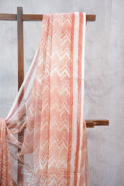 Peach HBP Kota Doria Saree - SRPKDS105
