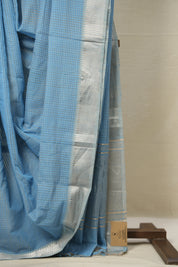 Sky Blue Cotton Mangalgiri Saree - SRSBCMS42