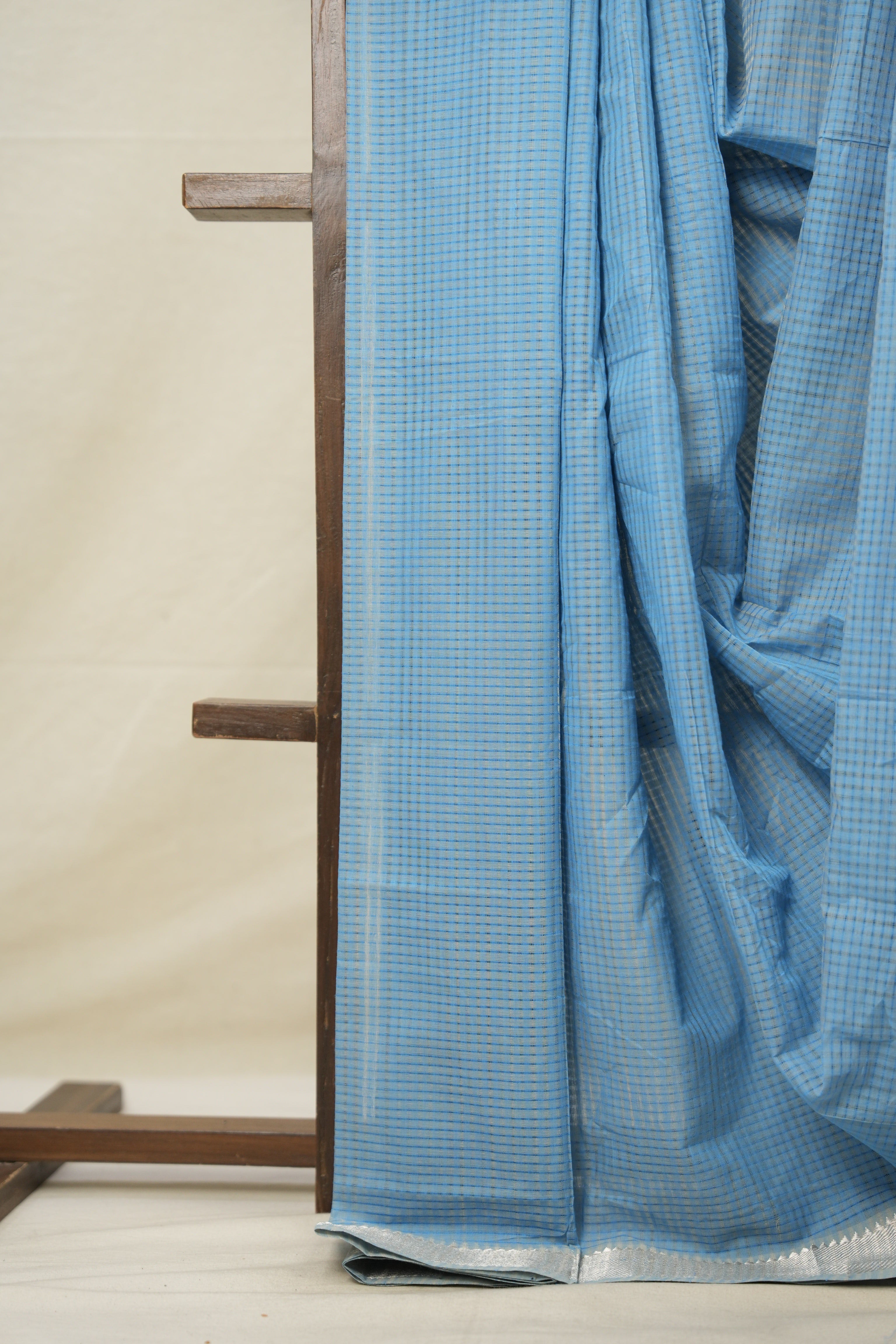 Sky Blue Cotton Mangalgiri Saree - SRSBCMS42