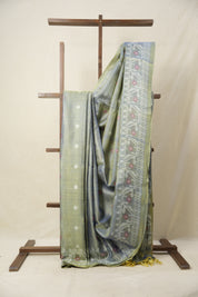 Dual Tone Blue Jamdani Tussar Silk Saree - SRDTBJTSS0001