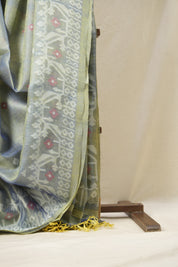 Dual Tone Blue Jamdani Tussar Silk Saree - SRDTBJTSS0001