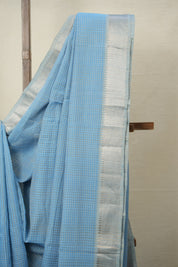 Sky Blue Cotton Mangalgiri Saree - SRSBCMS42
