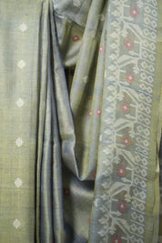 Dual Tone Blue Jamdani Tussar Silk Saree - SRDTBJTSS0001