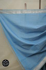 Sky Blue Cotton Mangalgiri Saree - SRSBCMS42