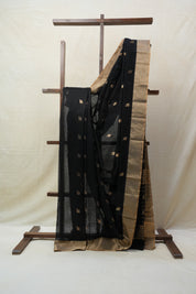 Black Chanderi Cotton Silk Saree - SRLBCSS372