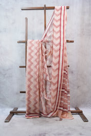 Peach HBP Kota Doria Saree - SRPKDS120