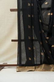 Black Chanderi Cotton Silk Saree - SRLBCSS372
