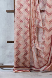 Peach HBP Kota Doria Saree - SRPKDS120