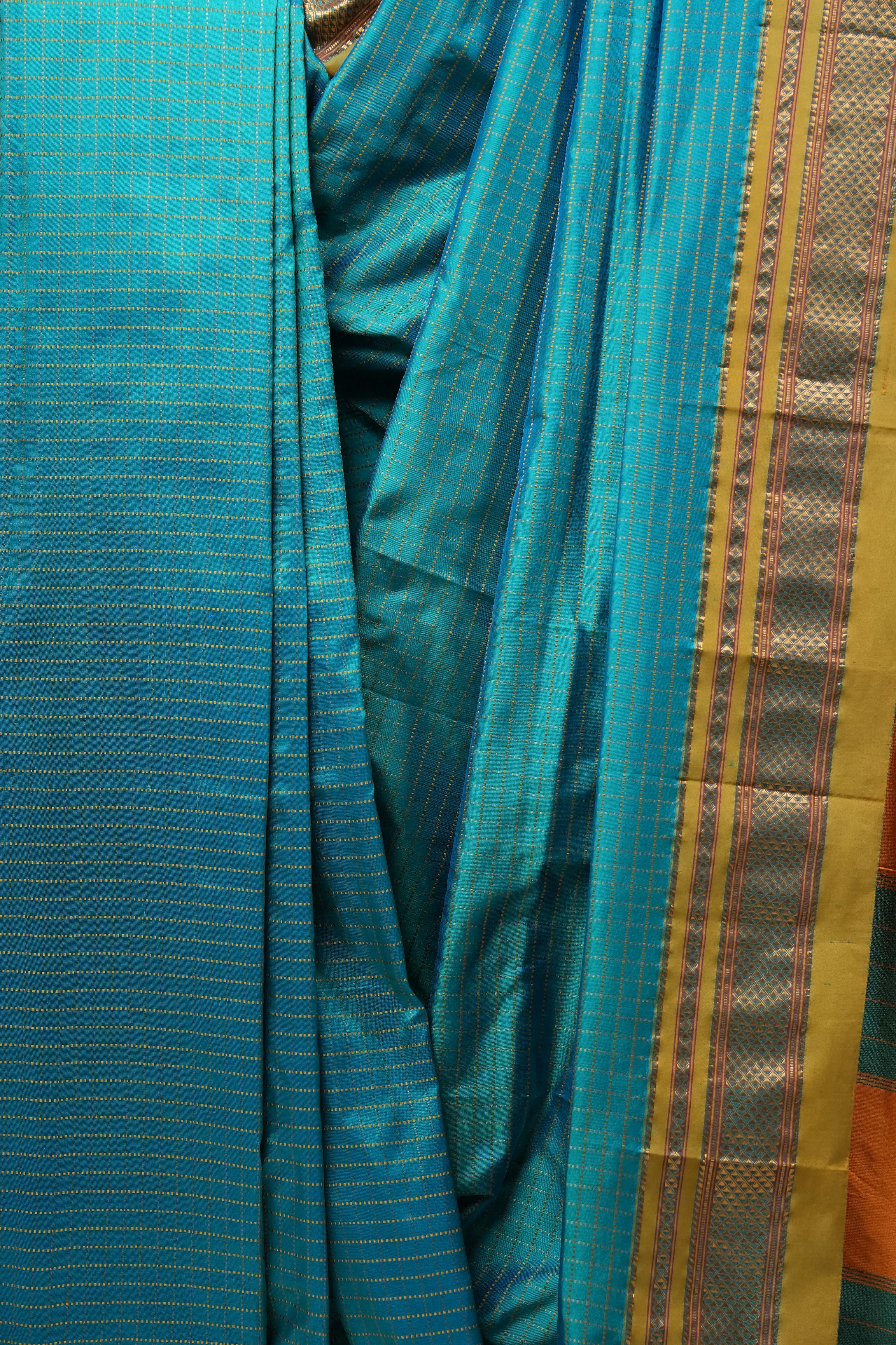 Turquoise Blue Silk Ilkal Saree - SRTBSIS141
