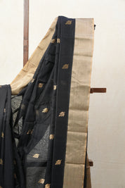 Black Chanderi Cotton Silk Saree - SRLBCSS372