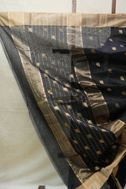 Black Chanderi Cotton Silk Saree - SRLBCSS372