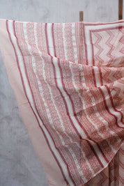 Peach HBP Kota Doria Saree - SRPKDS120