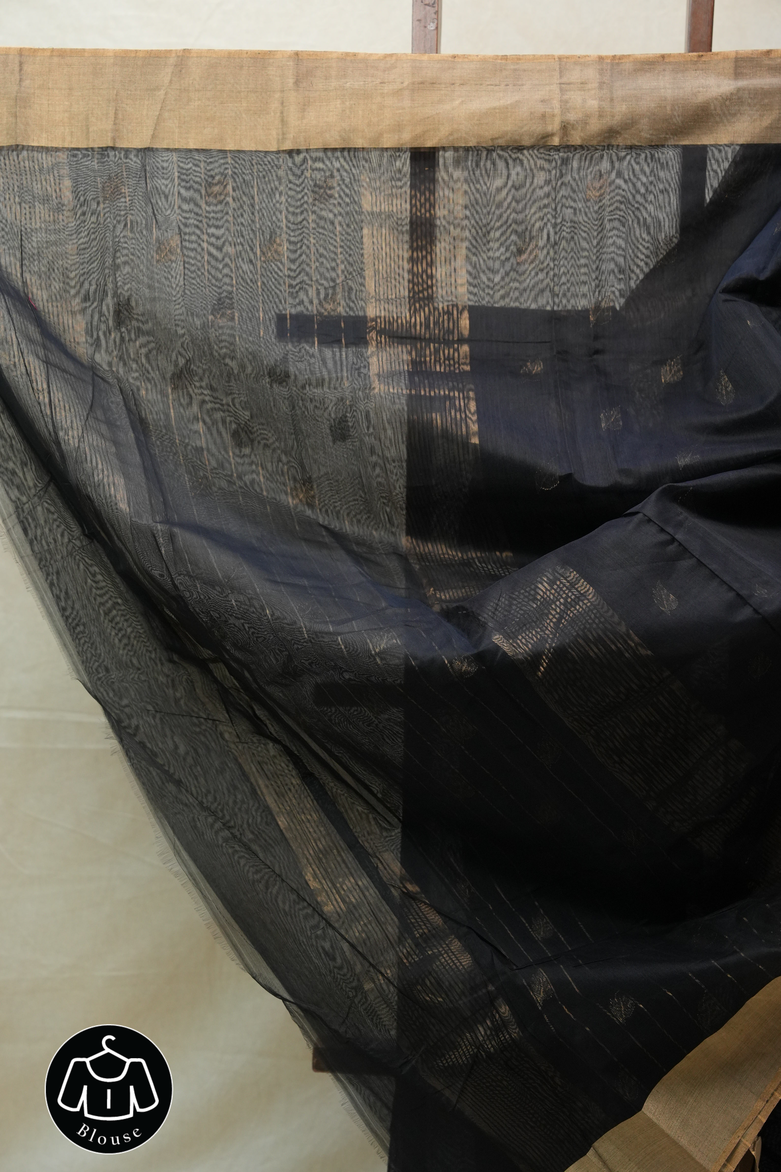 Black Chanderi Cotton Silk Saree - SRLBCSS372