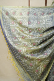 Dual Tone Blue Jamdani Tussar Silk Saree - SRDTBJTSS0001