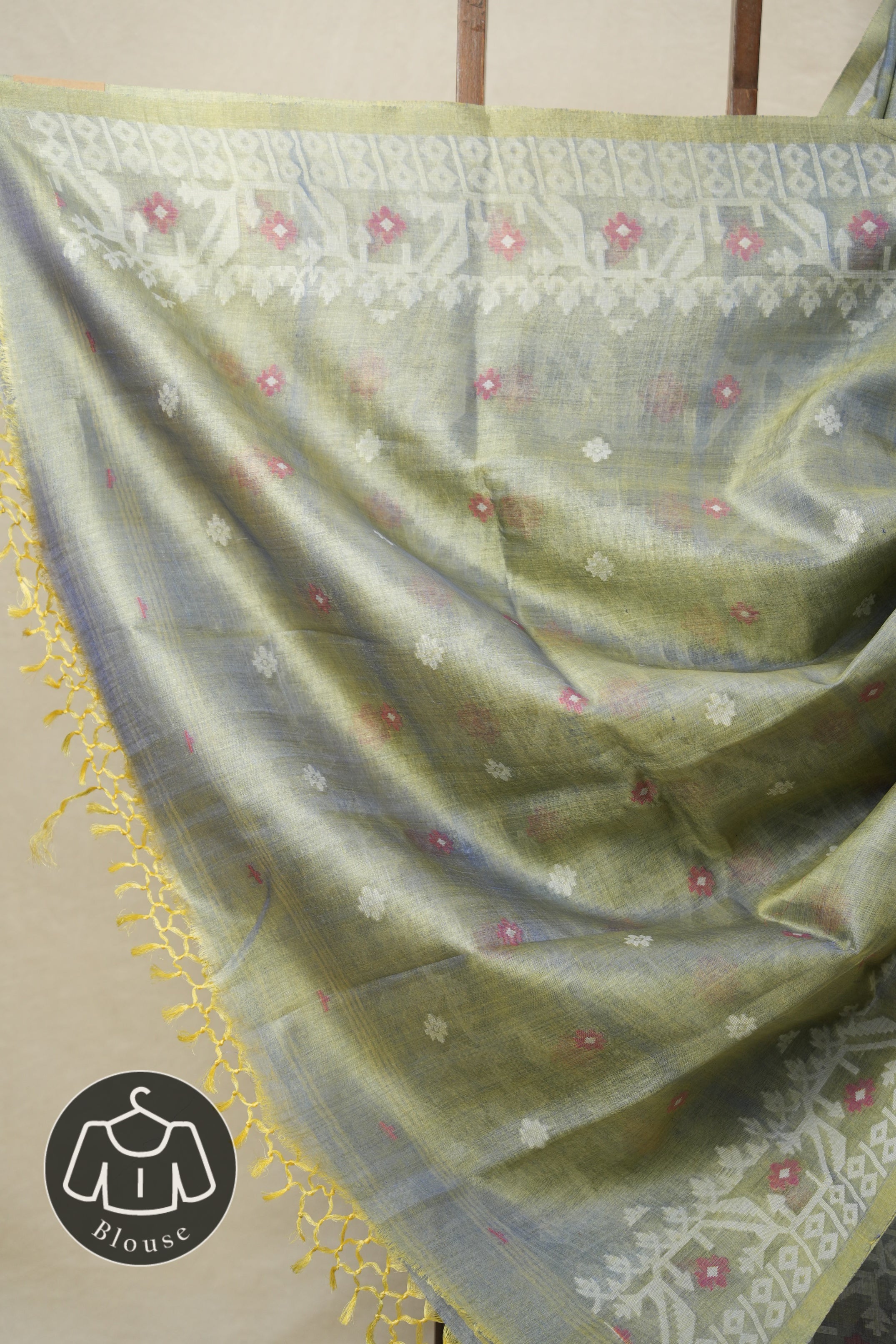 Dual Tone Blue Jamdani Tussar Silk Saree - SRDTBJTSS0001