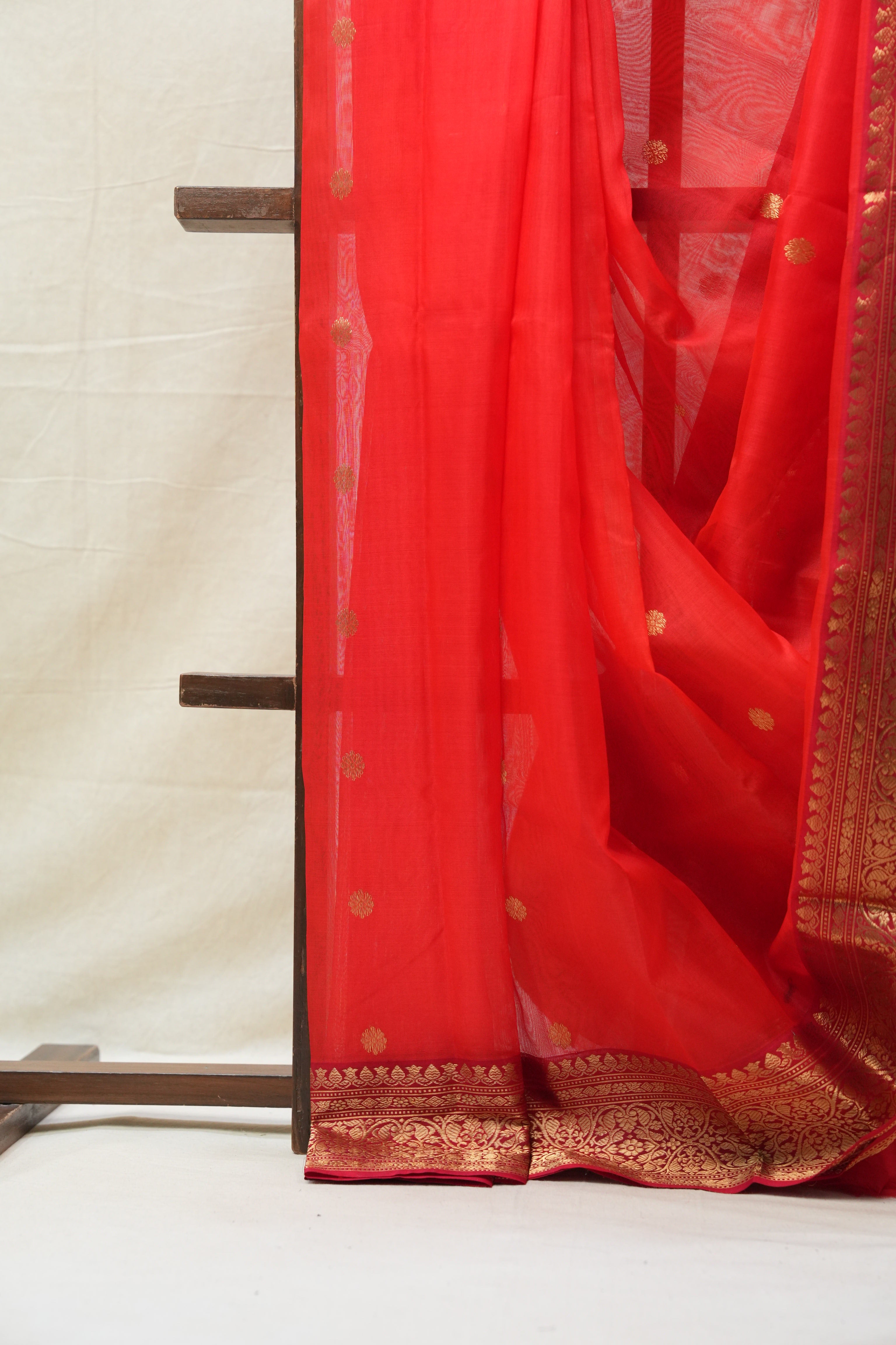Red Chanderi Silk Saree - SRRCSS333