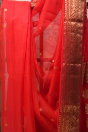 Red Chanderi Silk Saree - SRRCSS333