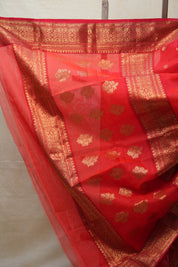 Red Chanderi Silk Saree - SRRCSS333