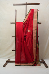 Red Chanderi Cotton Silk Saree - SRRCSS362