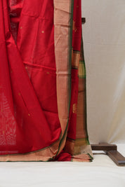 Red Chanderi Cotton Silk Saree - SRRCSS362