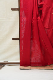 Red Chanderi Cotton Silk Saree - SRRCSS362